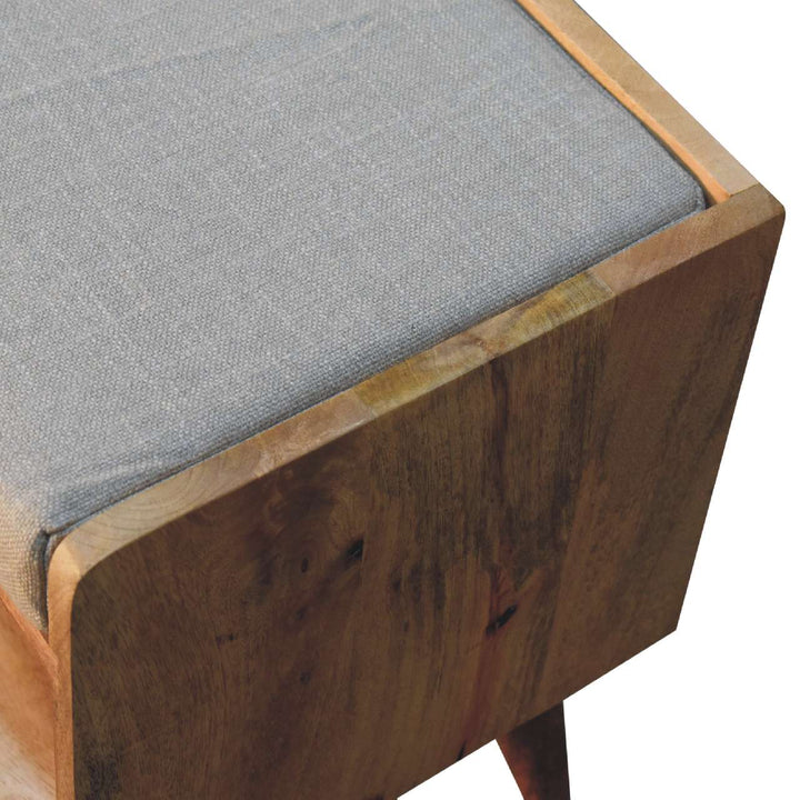Oak-ish Nordic Storage Bench - Solid Mango Wood Seating Furniture for Entryway - product view 5 showing handcrafted solid...