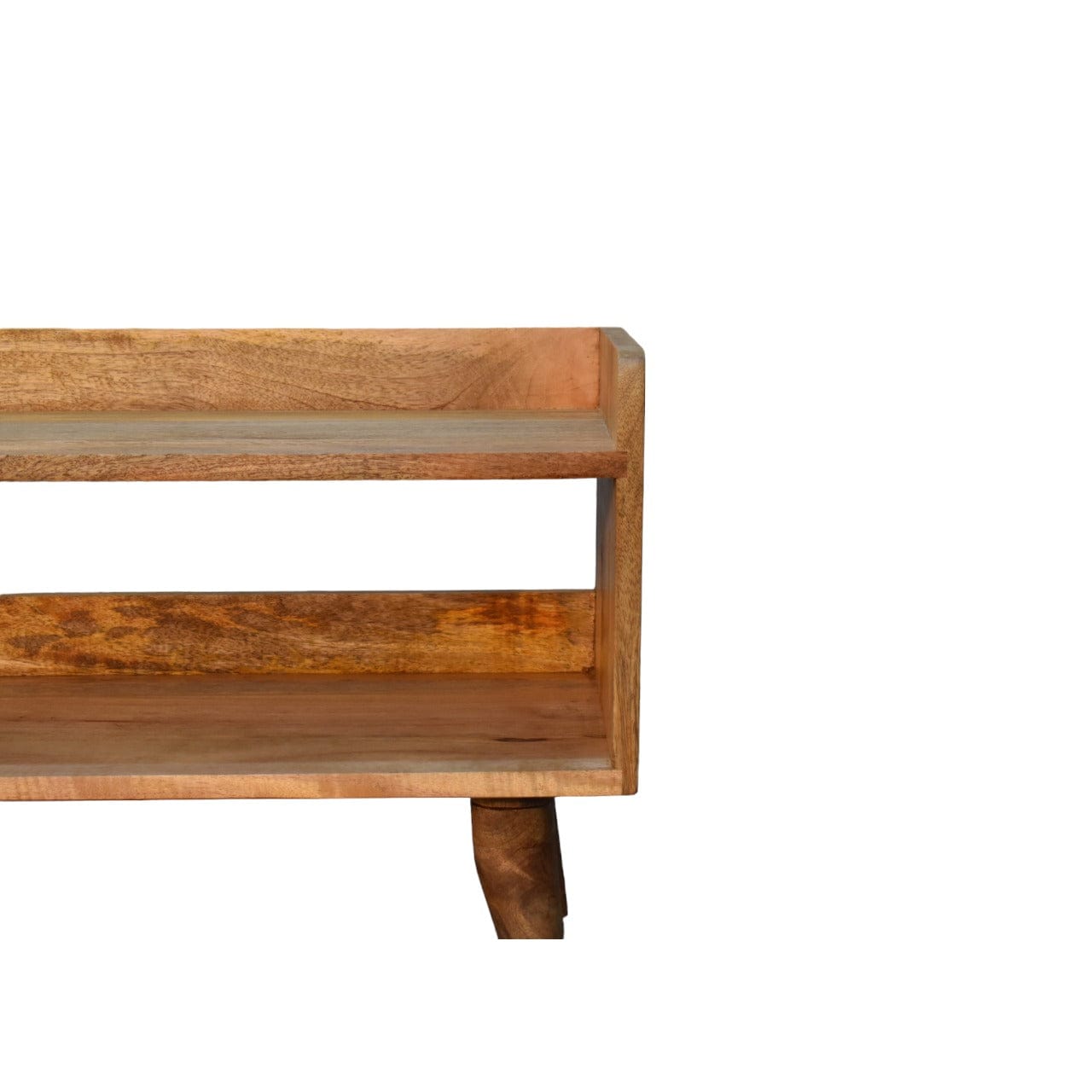 Oak-ish Nordic Storage Bench - Solid Mango Wood Seating Furniture for Entryway - product view 5 showing handcrafted solid...