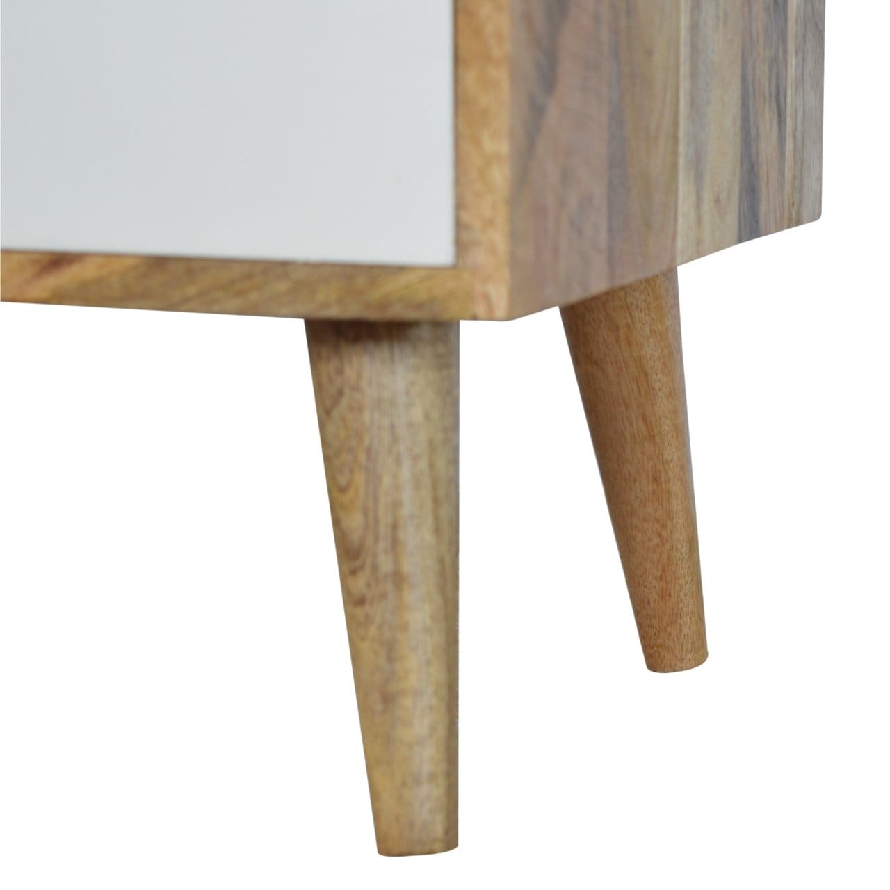Oak-ish Painted Raised Nightstand - Solid Mango Wood Bedside Table for Bedroom - product view 6 showing handcrafted solid...