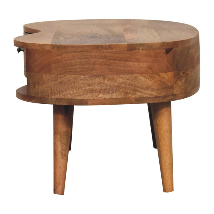 Oak-ish Wave Coffee Table - Solid Mango Wood Center Table for Living Room - product view 9 showing handcrafted solid...