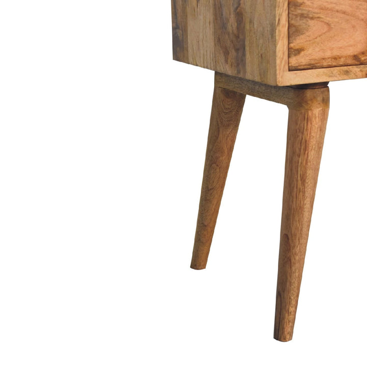 Oak-ish Collective Nightstand - Solid Mango Wood Bedside Table for Bedroom - product view 7 showing handcrafted solid...