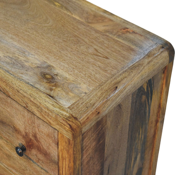 Oakish Solid Mango Wood Storage Chest - product view 4 showing handcrafted solid mango wood dresser