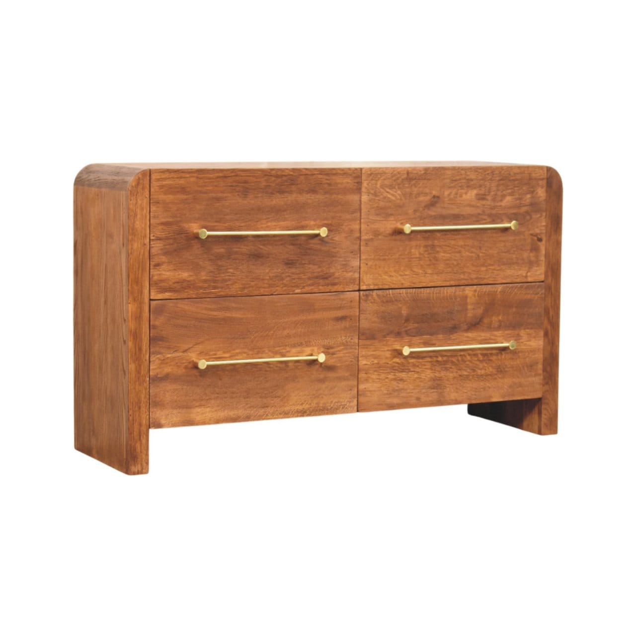Oakline Four Drawer Dresser - Solid Mango Wood Storage Chest for Bedroom - product view 2 showing handcrafted solid mango...