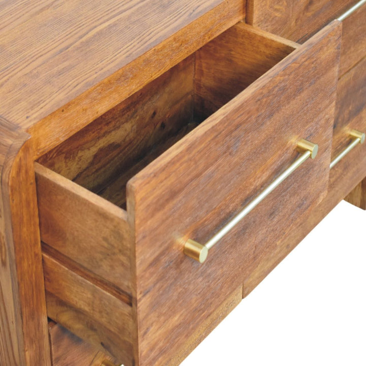 Oakline Four Drawer Dresser - Solid Mango Wood Storage Chest for Bedroom - product view 6 showing handcrafted solid mango...