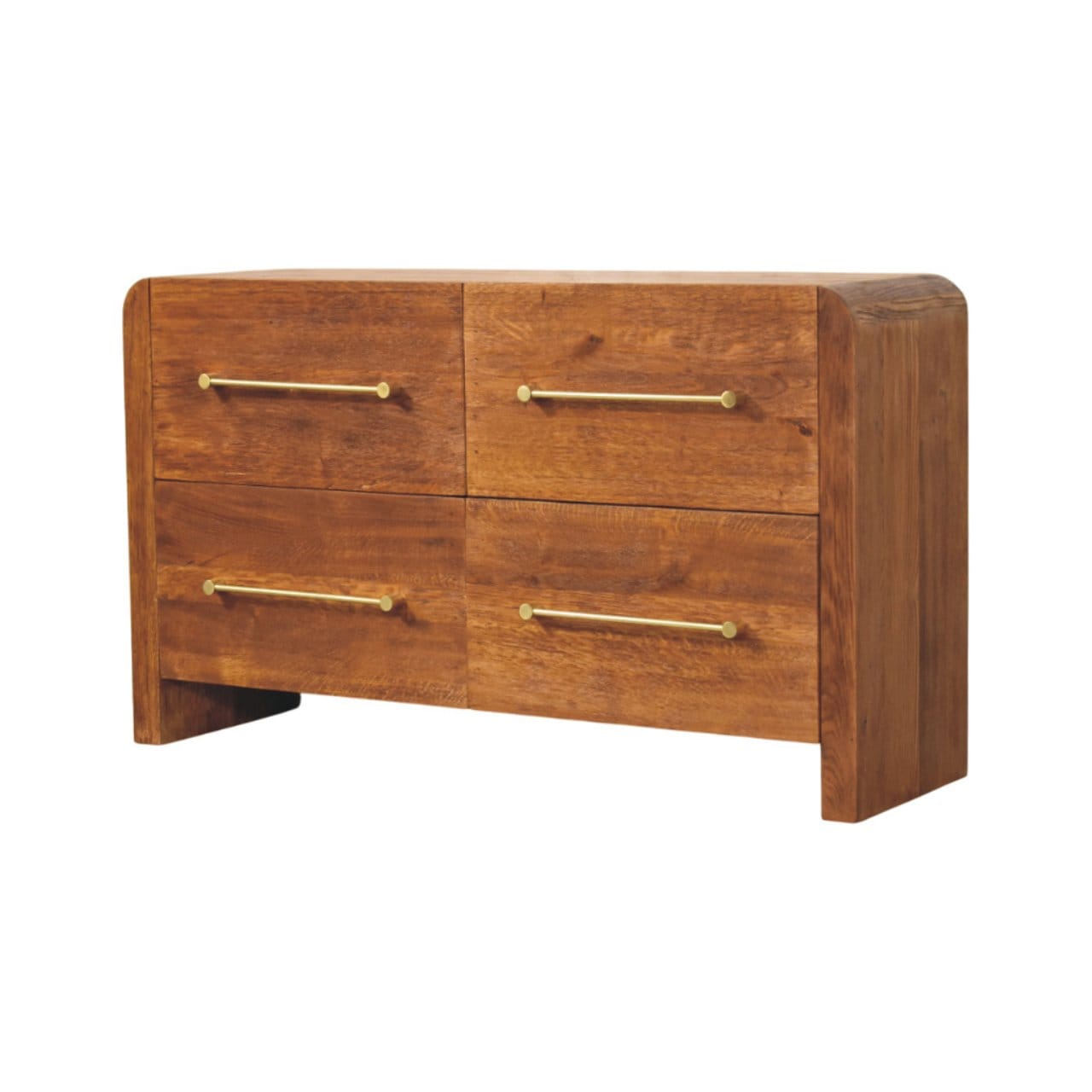 Oakline Four Drawer Dresser - Solid Mango Wood Storage Chest for Bedroom - product view 3 showing handcrafted solid mango...