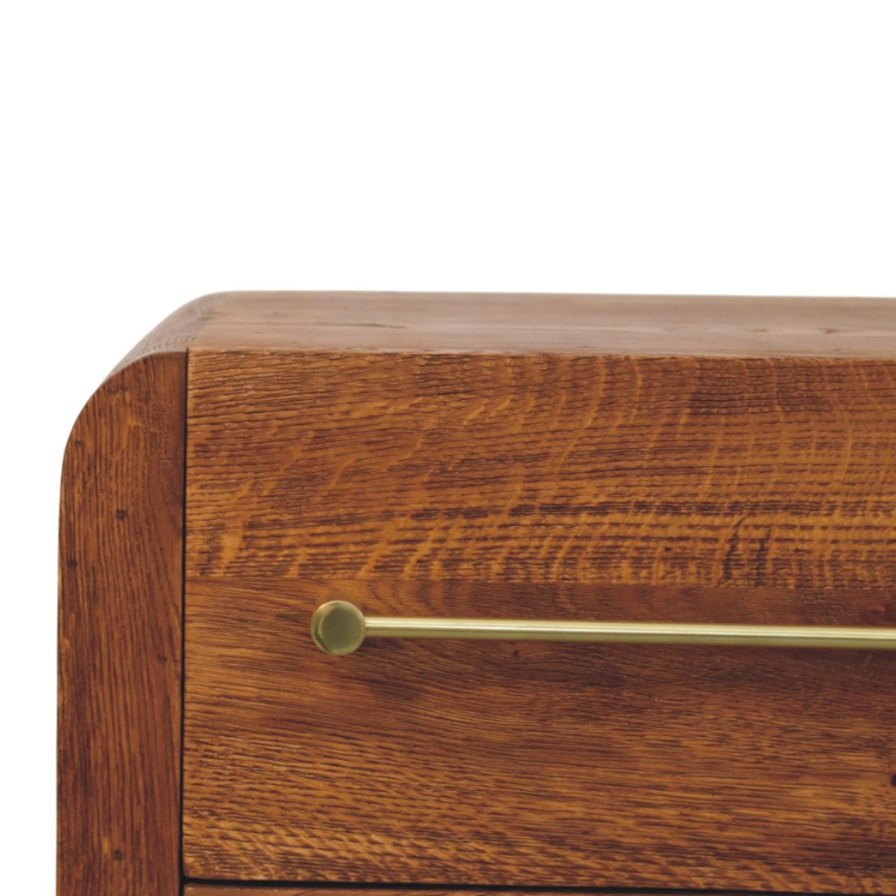 Oakline Two Drawer Nightstand - Solid Mango Wood Bedside Table for Bedroom - product view 4 showing handcrafted solid...