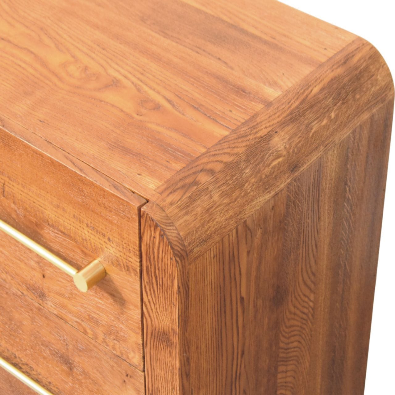 Oakline Two Drawer Nightstand - Solid Mango Wood Bedside Table for Bedroom - product view 5 showing handcrafted solid...