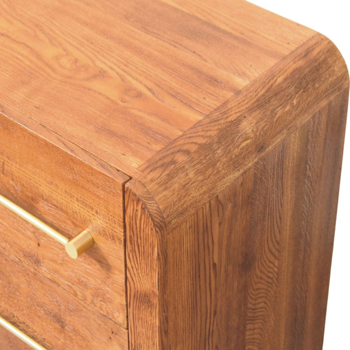 Oakline Two Drawer Nightstand - Solid Mango Wood Bedside Table for Bedroom - product view 5 showing handcrafted solid...