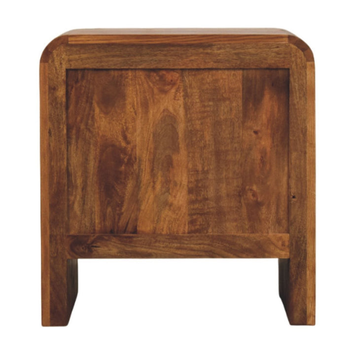 Oakline Two Drawer Nightstand - Solid Mango Wood Bedside Table for Bedroom - product view 9 showing handcrafted solid...