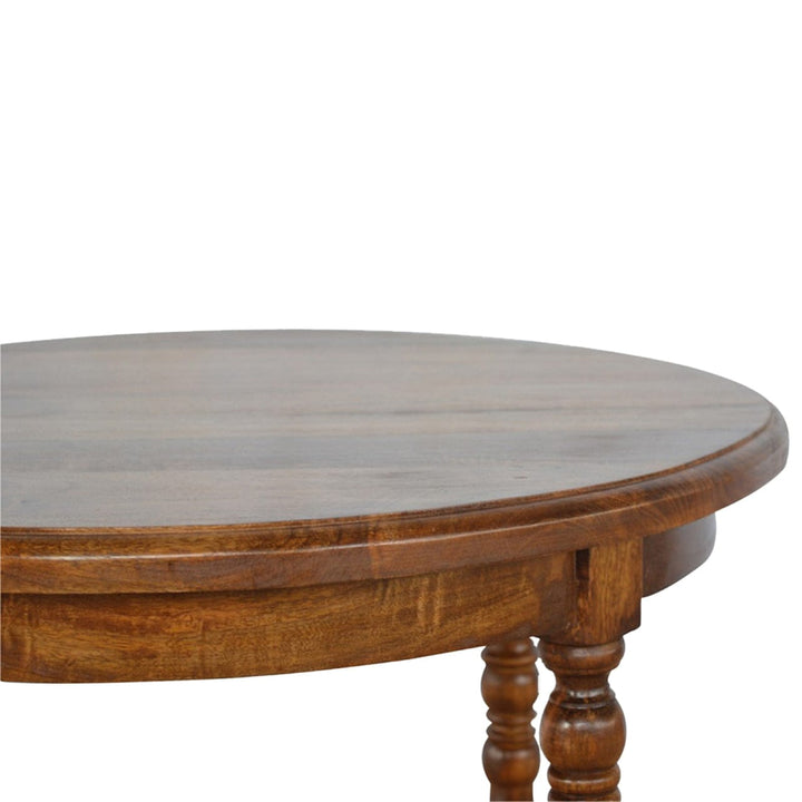 Occasional Round End Table - Solid Mango Wood Side Table for Living Room - product view 4 showing handcrafted solid mango...