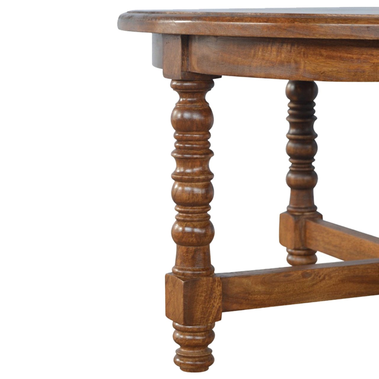 Occasional Round End Table - Solid Mango Wood Side Table for Living Room - product view 5 showing handcrafted solid mango...