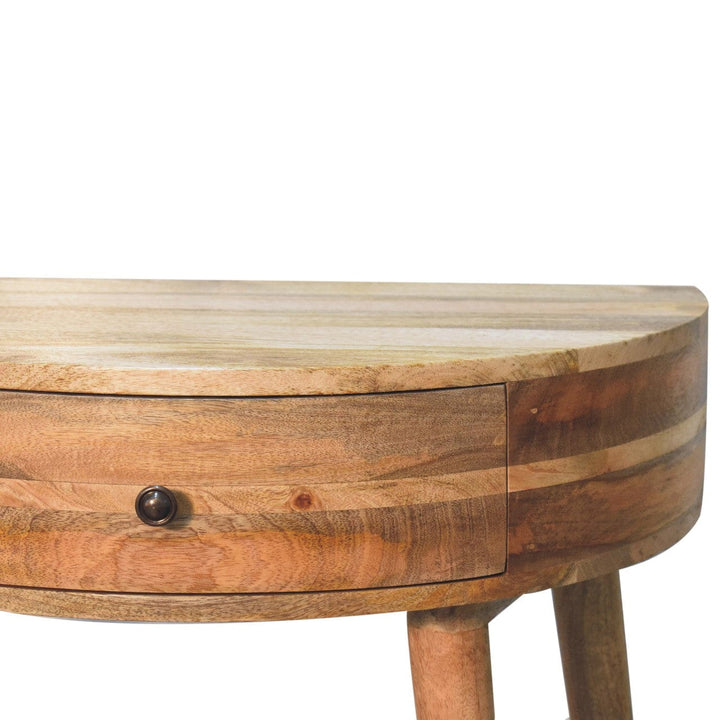 Odyssey Oak-ish Console Table - Solid Mango Wood Hallway Console for Entryway - product view 4 showing handcrafted solid...