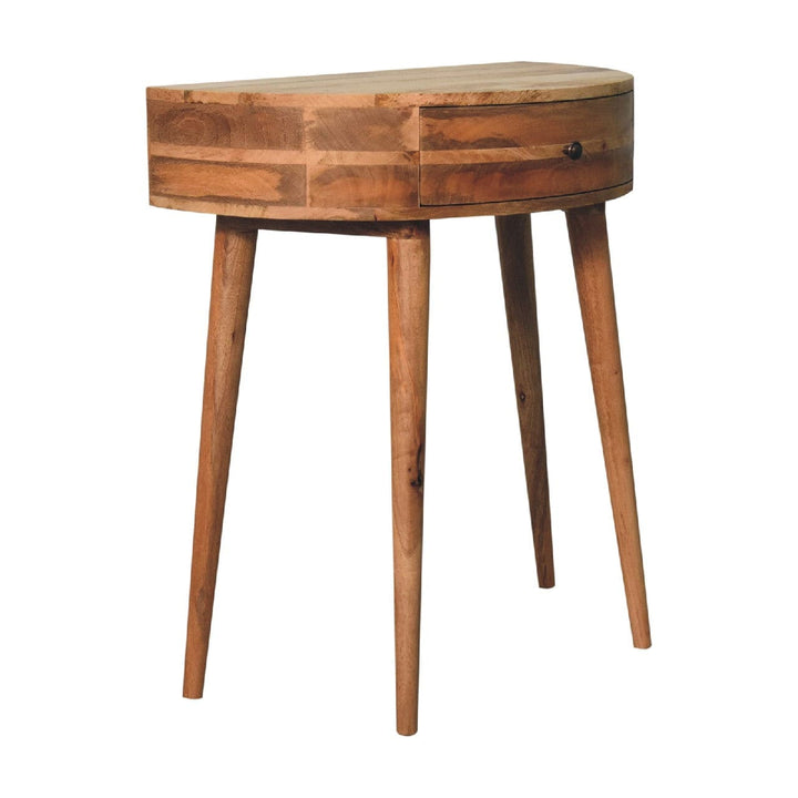 Odyssey Oak-ish Console Table - Solid Mango Wood Hallway Console for Entryway - product view 3 showing handcrafted solid...