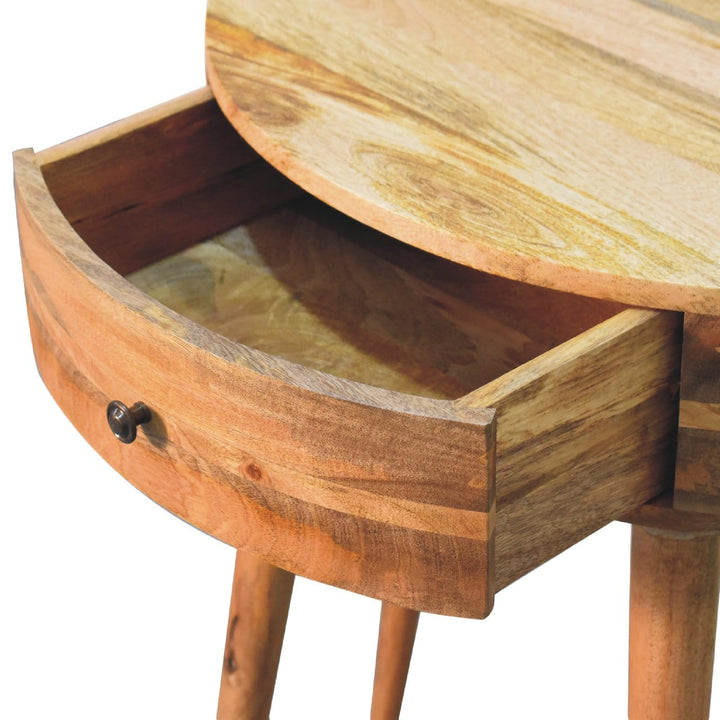 Odyssey Oak-ish Console Table - Solid Mango Wood Hallway Console for Entryway - product view 6 showing handcrafted solid...