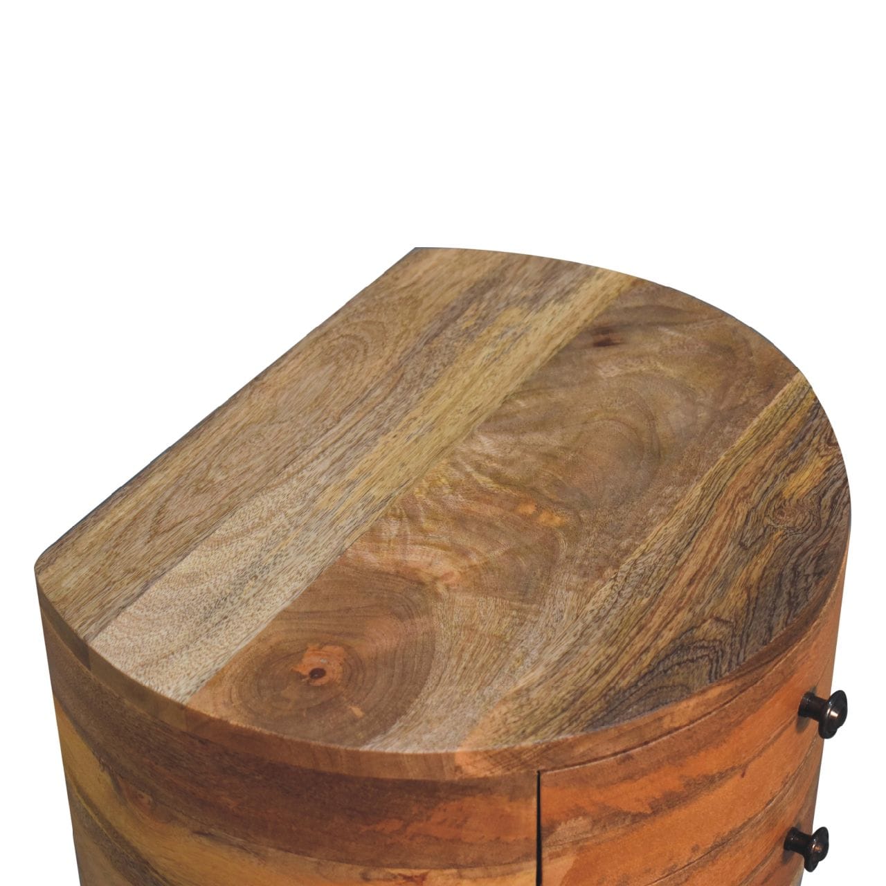 Odyssey Oak-ish Tripod Nightstand - Solid Mango Wood Bedside Table for Bedroom - product view 5 showing handcrafted solid...
