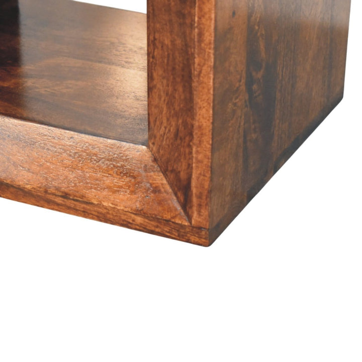 Open California Walnut End Table - Solid Mango Wood Side Table for Living Room - product view 8 showing handcrafted solid...