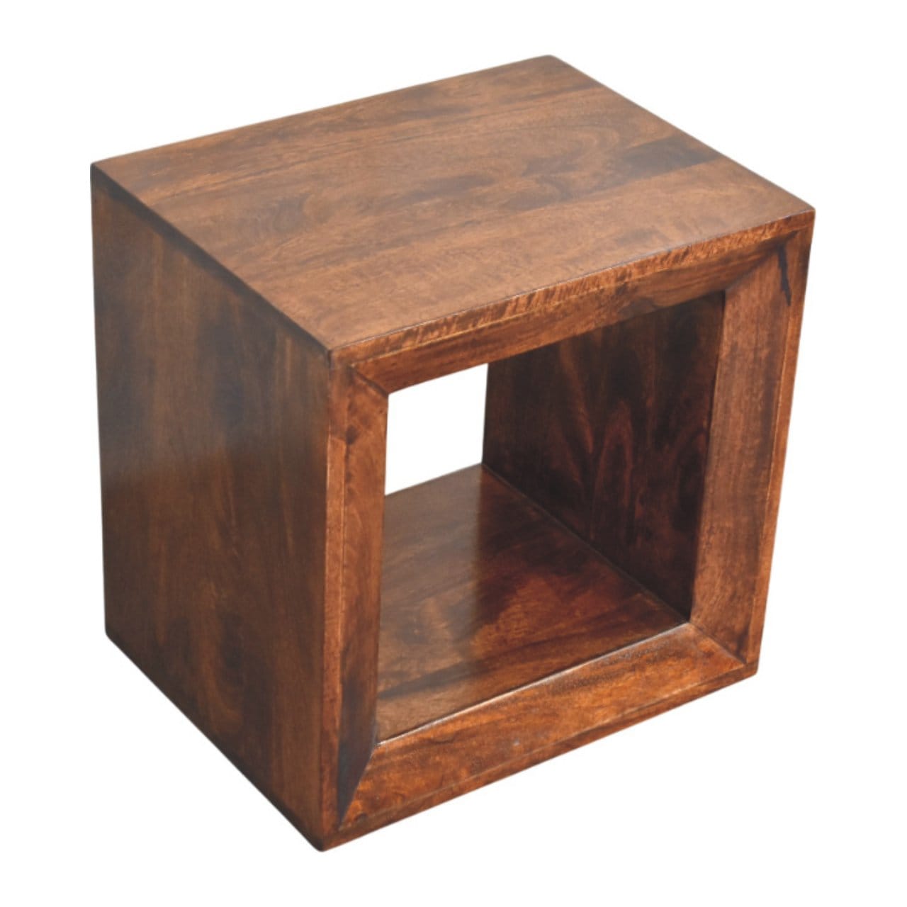 Open California Walnut End Table - Solid Mango Wood Side Table for Living Room - product view 5 showing handcrafted solid...