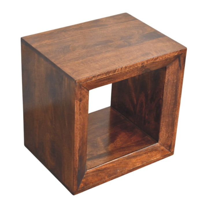 Open California Walnut End Table - Solid Mango Wood Side Table for Living Room - product view 5 showing handcrafted solid...