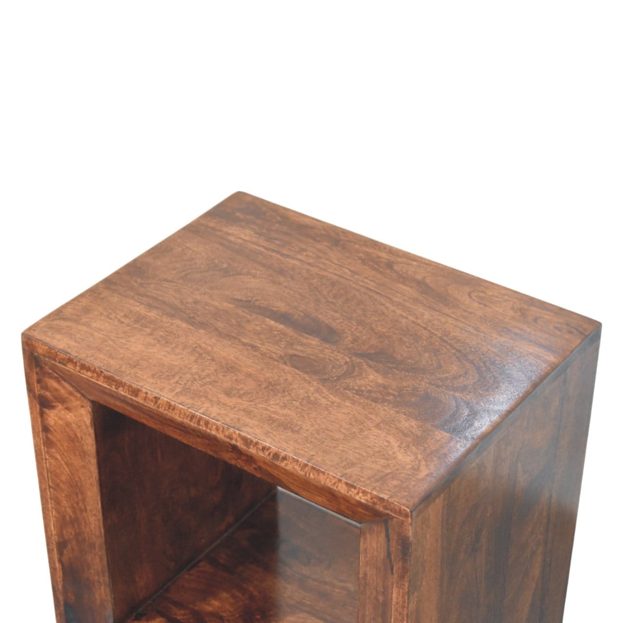 Open California Walnut End Table - Solid Mango Wood Side Table for Living Room - product view 7 showing handcrafted solid...