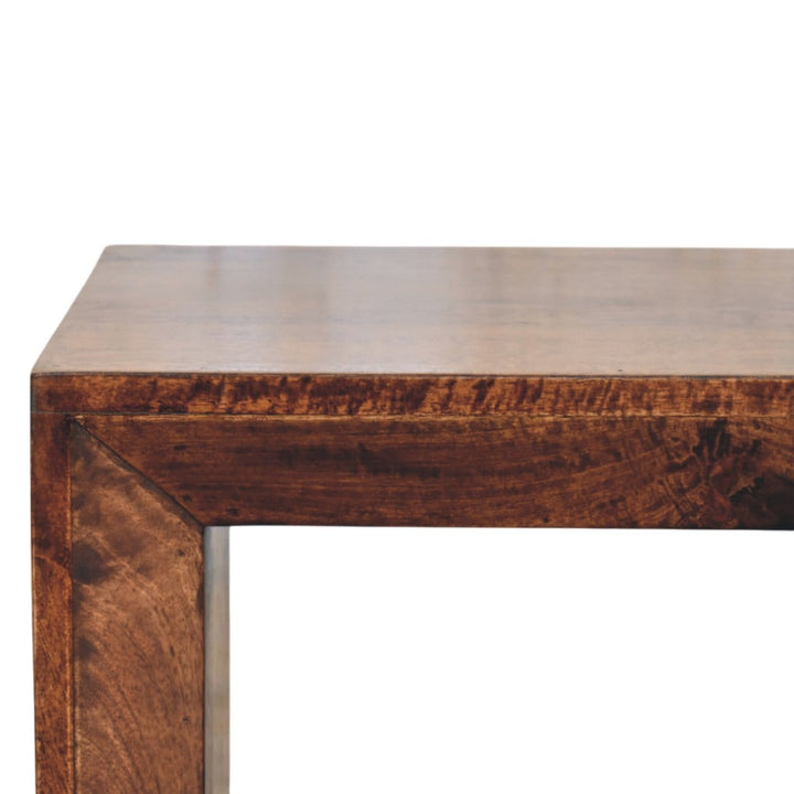 Open California Walnut End Table - Solid Mango Wood Side Table for Living Room - product view 4 showing handcrafted solid...