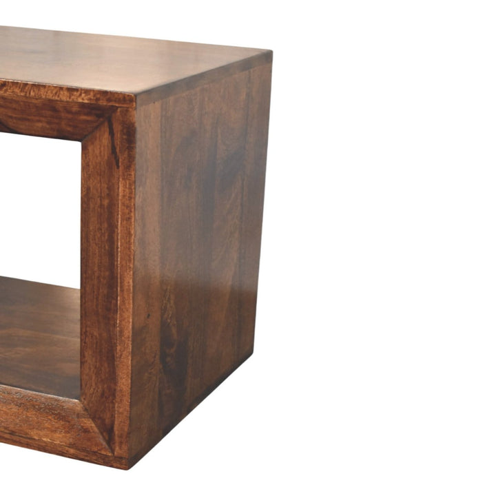 Open California Walnut End Table - Solid Mango Wood Side Table for Living Room - product view 6 showing handcrafted solid...