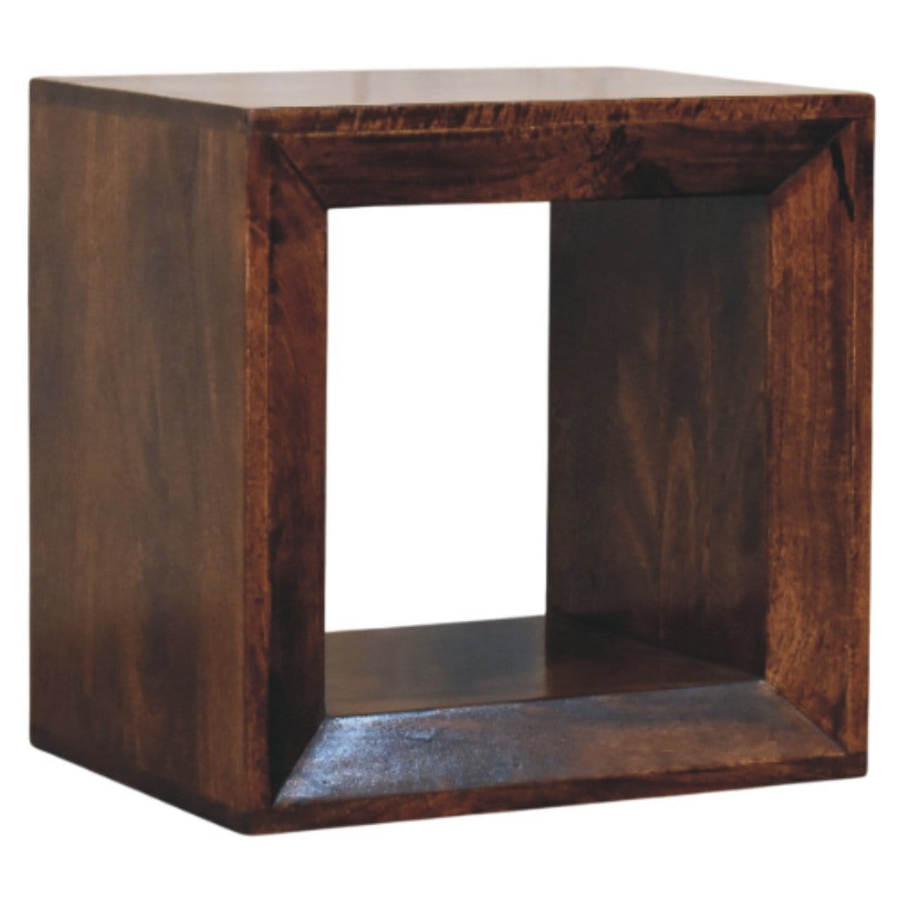 Open California Walnut End Table - Solid Mango Wood Side Table for Living Room - product view 3 showing handcrafted solid...