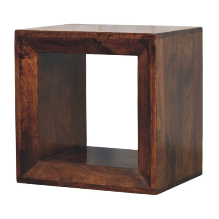 Open California Walnut End Table - Solid Mango Wood Side Table for Living Room - product view 2 showing handcrafted solid...