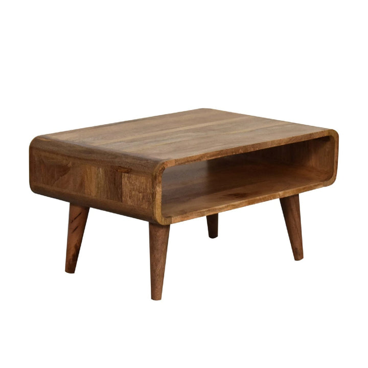 Open Oak-ish Coffee Table - Solid Mango Wood Table for Living Room - product view 4 showing handcrafted solid mango wood...