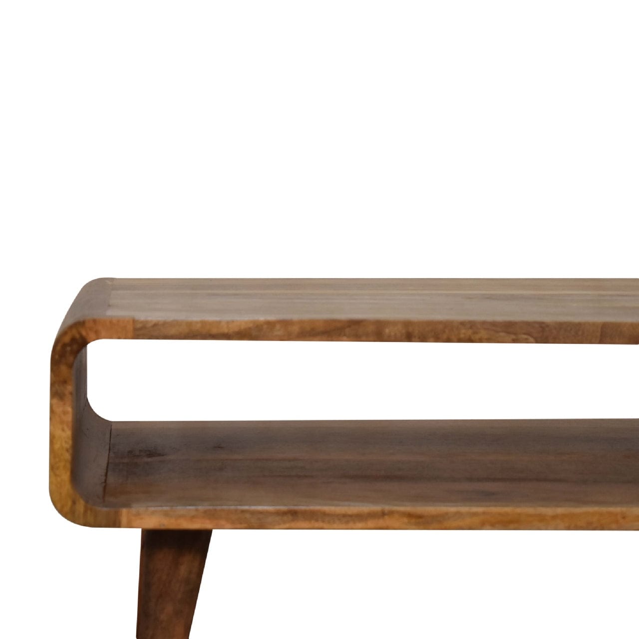 Open Oak-ish Coffee Table - Solid Mango Wood Table for Living Room - product view 5 showing handcrafted solid mango wood...