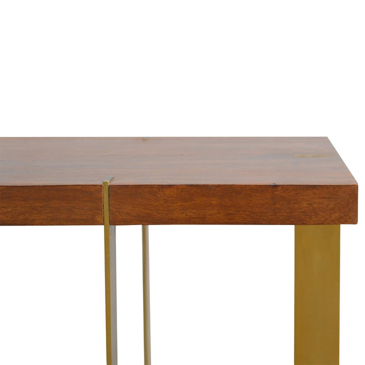 Open Panel Chestnut End Table - Solid Mango Wood Side Table for Living Room - product view 4 showing handcrafted solid...