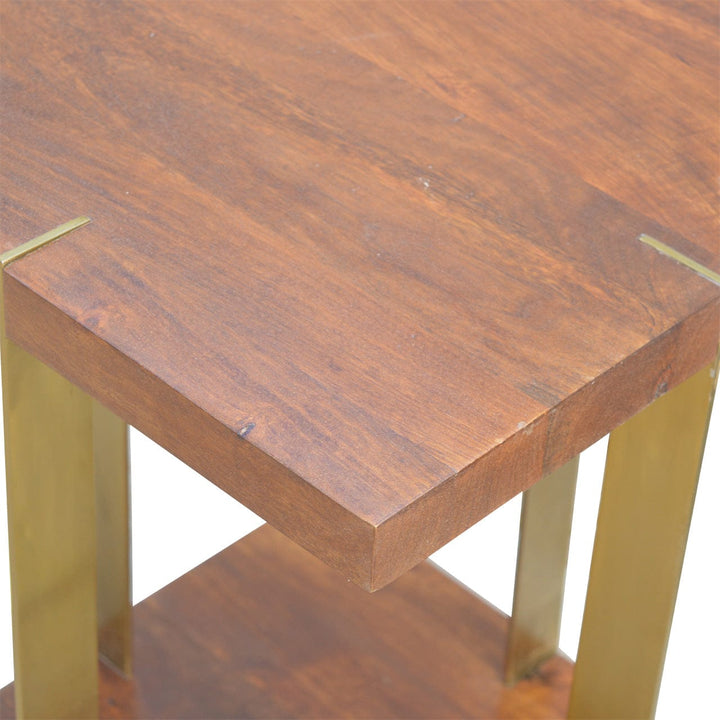 Open Panel Chestnut End Table - Solid Mango Wood Side Table for Living Room - product view 5 showing handcrafted solid...