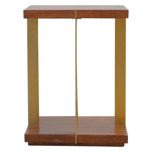 Open Panel Chestnut End Table - Solid Mango Wood Side Table for Living Room - product view 6 showing handcrafted solid...