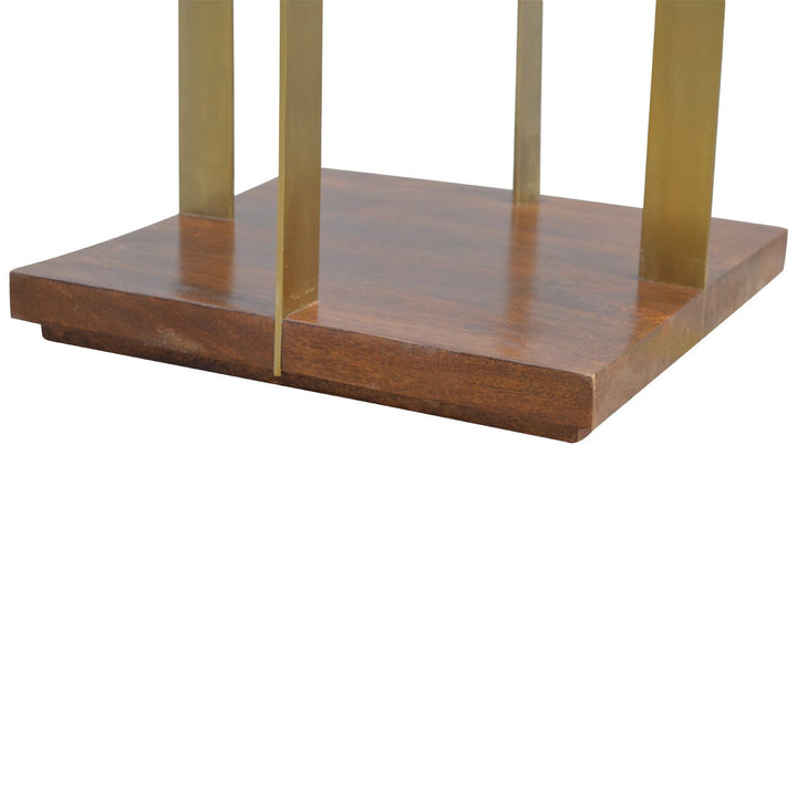 Open Panel Chestnut End Table - Solid Mango Wood Side Table for Living Room - product view 3 showing handcrafted solid...