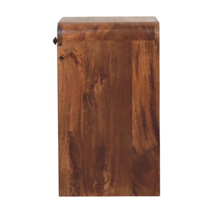 Roasted Almond Open Bedside Table in Solid Mango Wood - product view 7 showing handcrafted solid mango wood nightstand
