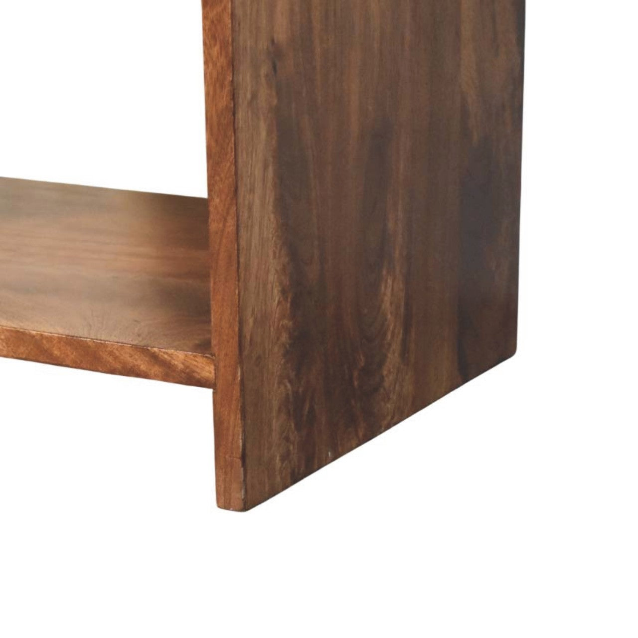 Roasted Almond Open Bedside Table in Solid Mango Wood - product view 6 showing handcrafted solid mango wood nightstand