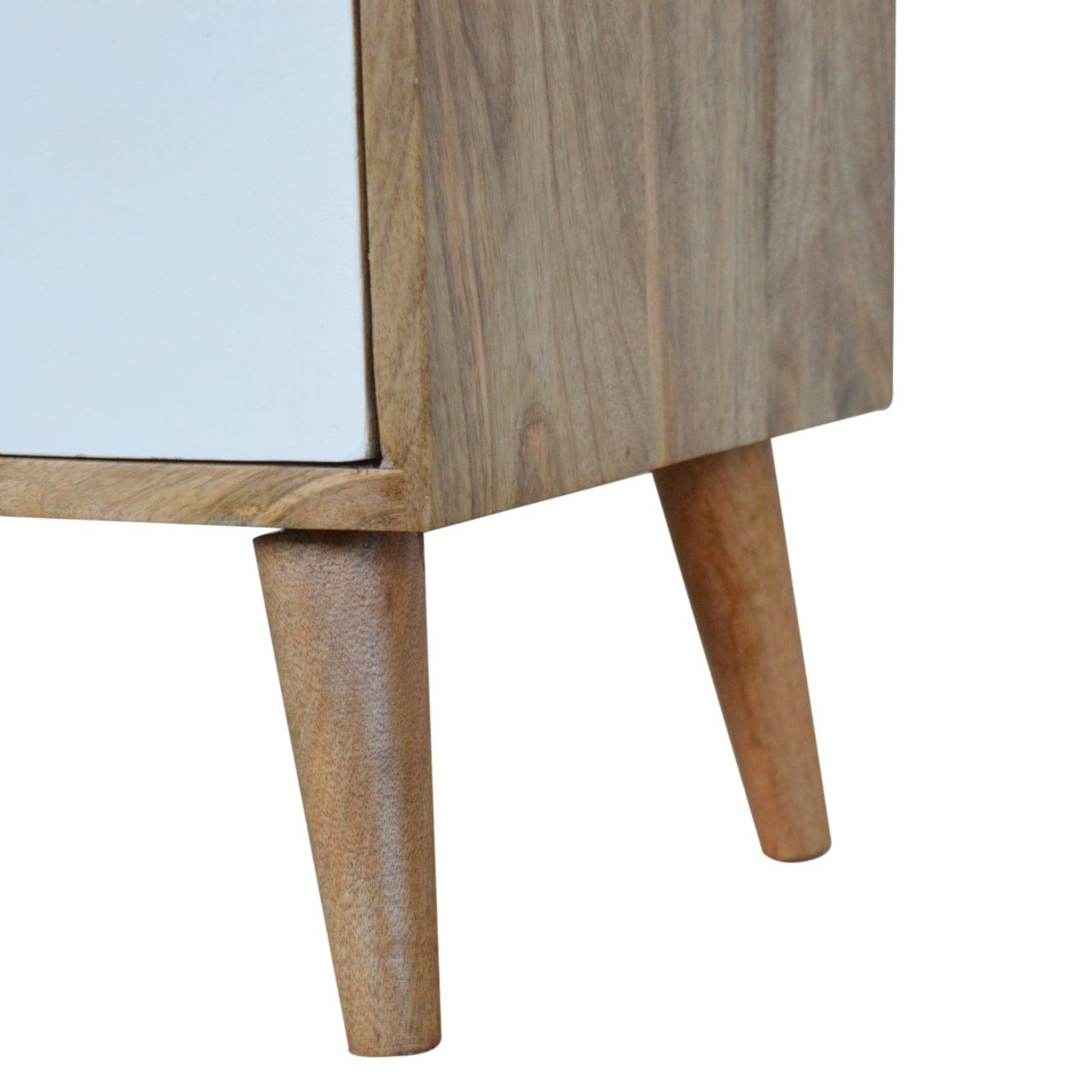 Open Slot White Painted Nightstand - Solid Mango Wood Bedside Table for Bedroom - product view 6 showing handcrafted...