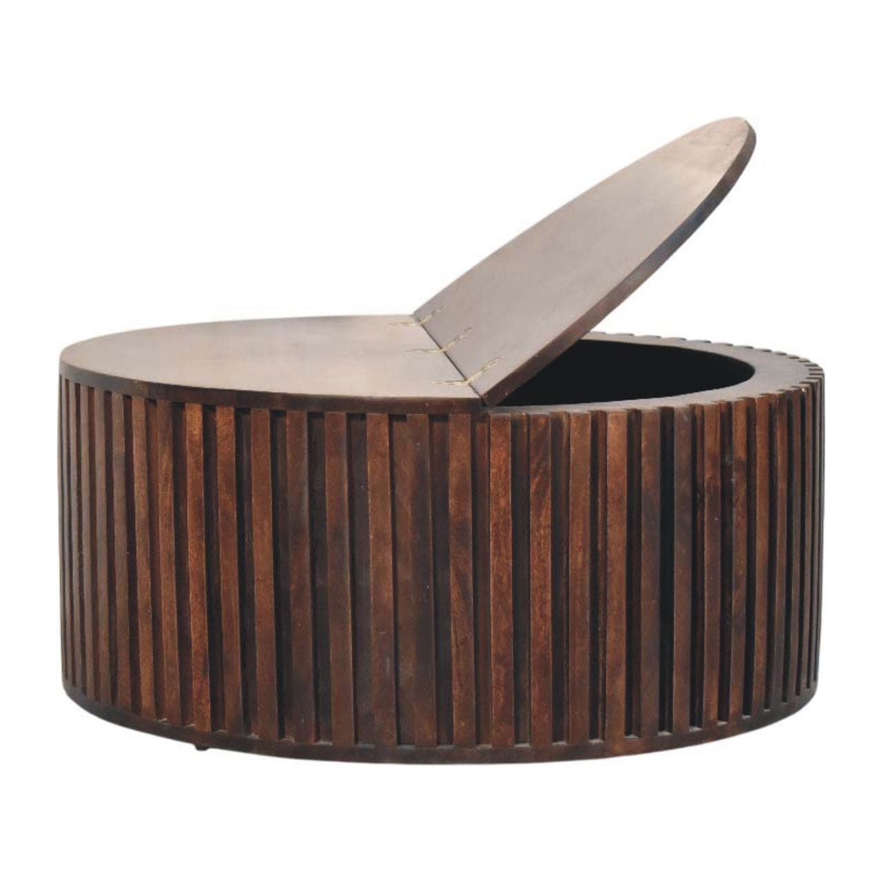 Orion Slatted Coffee Table - Solid Mango Wood Center Table for Living Room - product view 6 showing handcrafted solid...