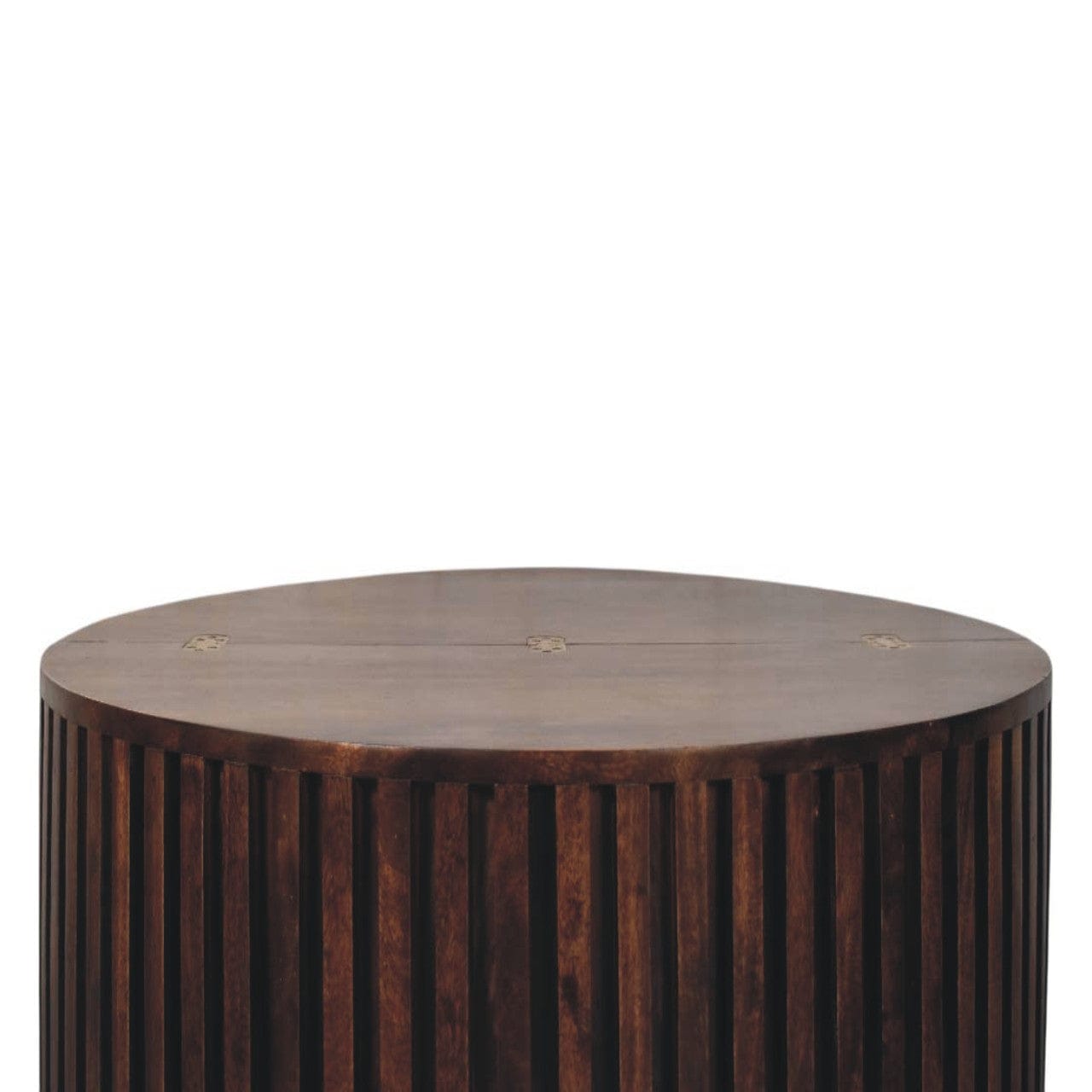 Orion Slatted Coffee Table - Solid Mango Wood Center Table for Living Room - product view 3 showing handcrafted solid...