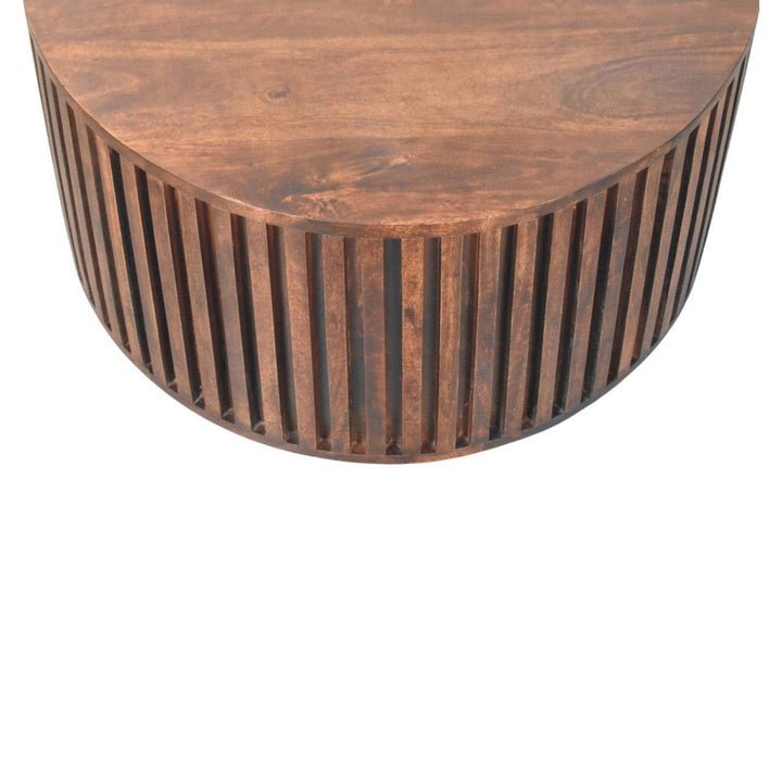 Orion Slatted Coffee Table - Solid Mango Wood Center Table for Living Room - product view 4 showing handcrafted solid...