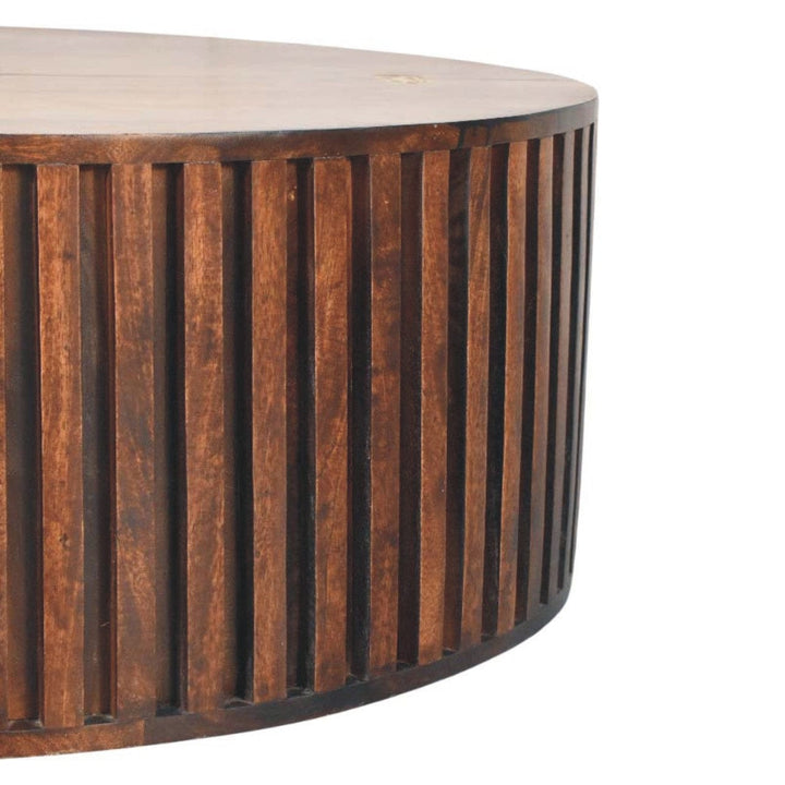 Orion Slatted Coffee Table - Solid Mango Wood Center Table for Living Room - product view 5 showing handcrafted solid...