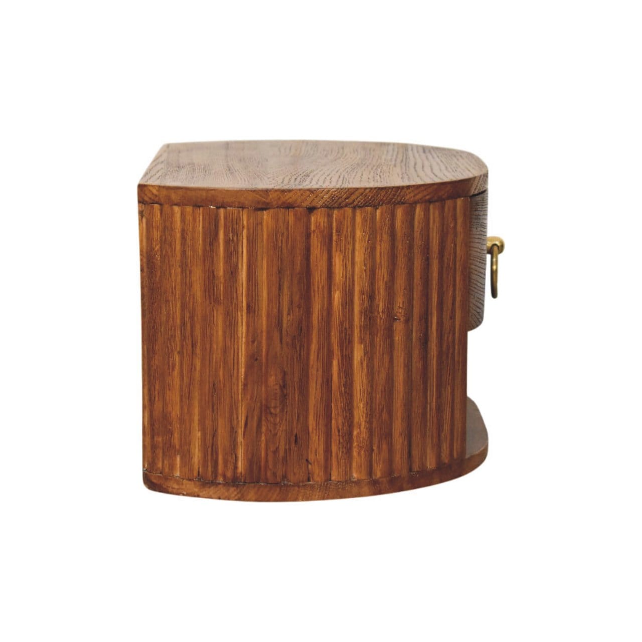 Oval Wall-Mounted Nightstand with Drawer - Solid Mango Wood Floating Bedside Table - product view 8 showing handcrafted...