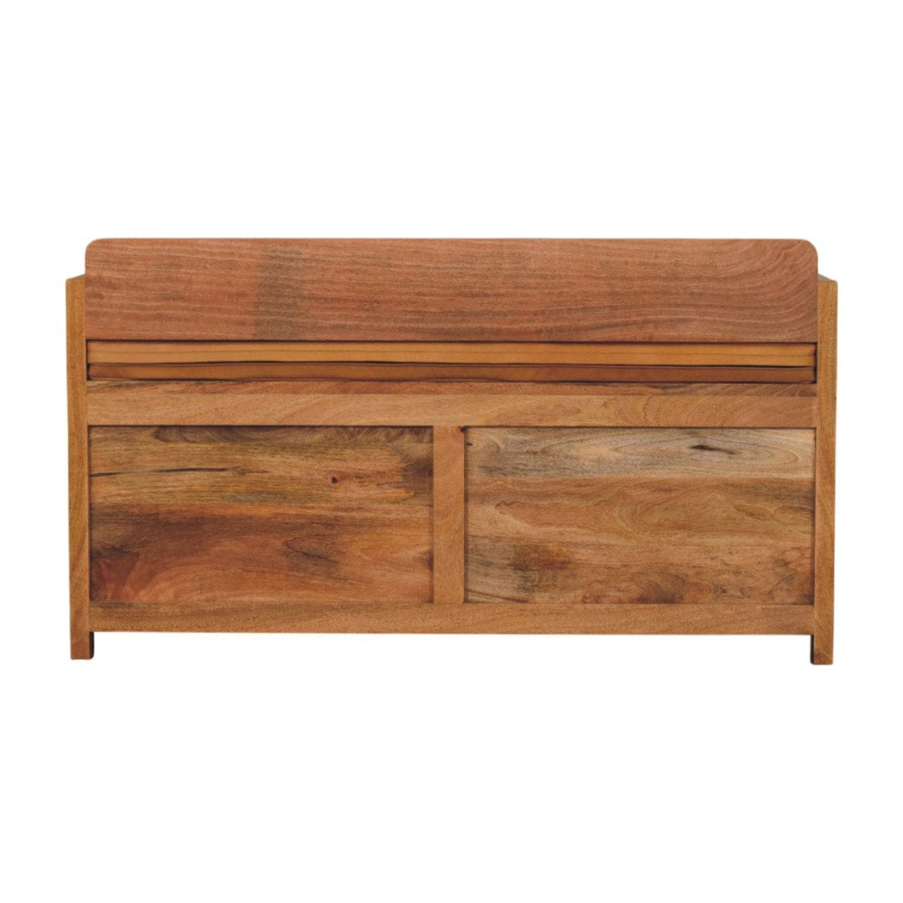 Oxford Oak-ish 2 Drawer Storage Bench - Solid Mango Wood Seating Furniture for Entryway - product view 9 showing...