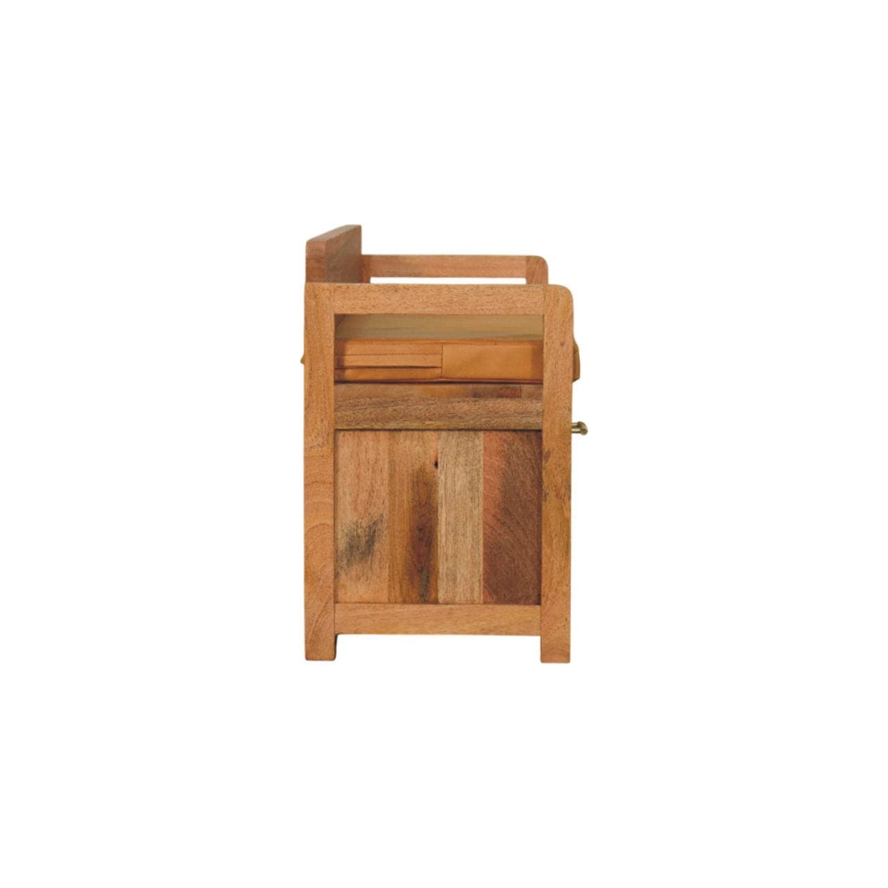 Oxford Oak-ish 2 Drawer Storage Bench - Solid Mango Wood Seating Furniture for Entryway - product view 8 showing...