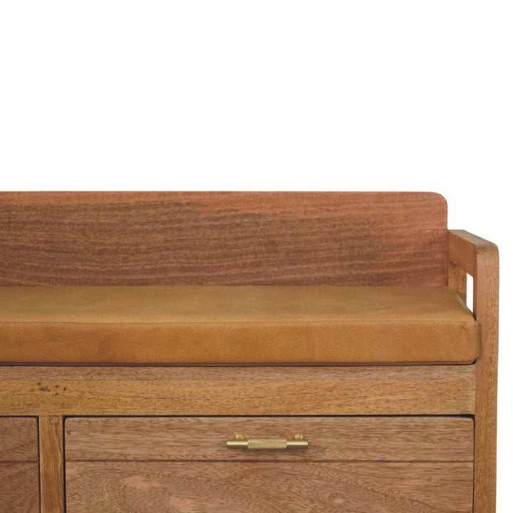 Oxford Oak-ish 2 Drawer Storage Bench - Solid Mango Wood Seating Furniture for Entryway - product view 4 showing...
