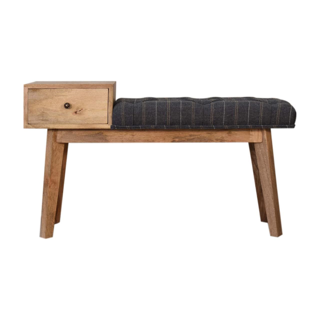Pewter Tweed Bench - Solid Mango Wood Seating Furniture for Entryway - main view showing handcrafted solid mango wood bench