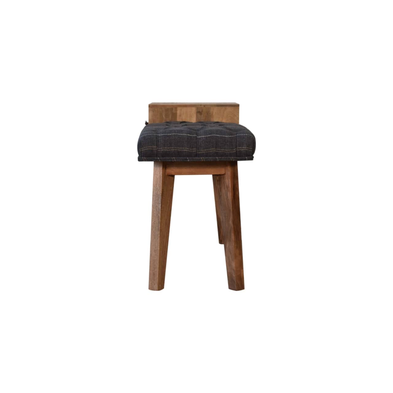 Pewter Tweed Bench - Solid Mango Wood Seating Furniture for Entryway - product view 8 showing handcrafted solid mango...