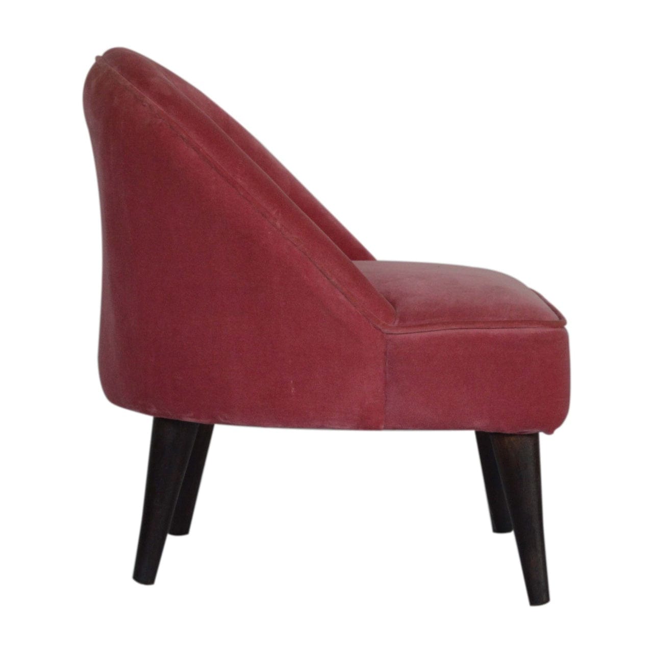 Pink Velvet Deep Button Chair in Solid Mango Wood - product view 8 showing handcrafted solid mango wood chair