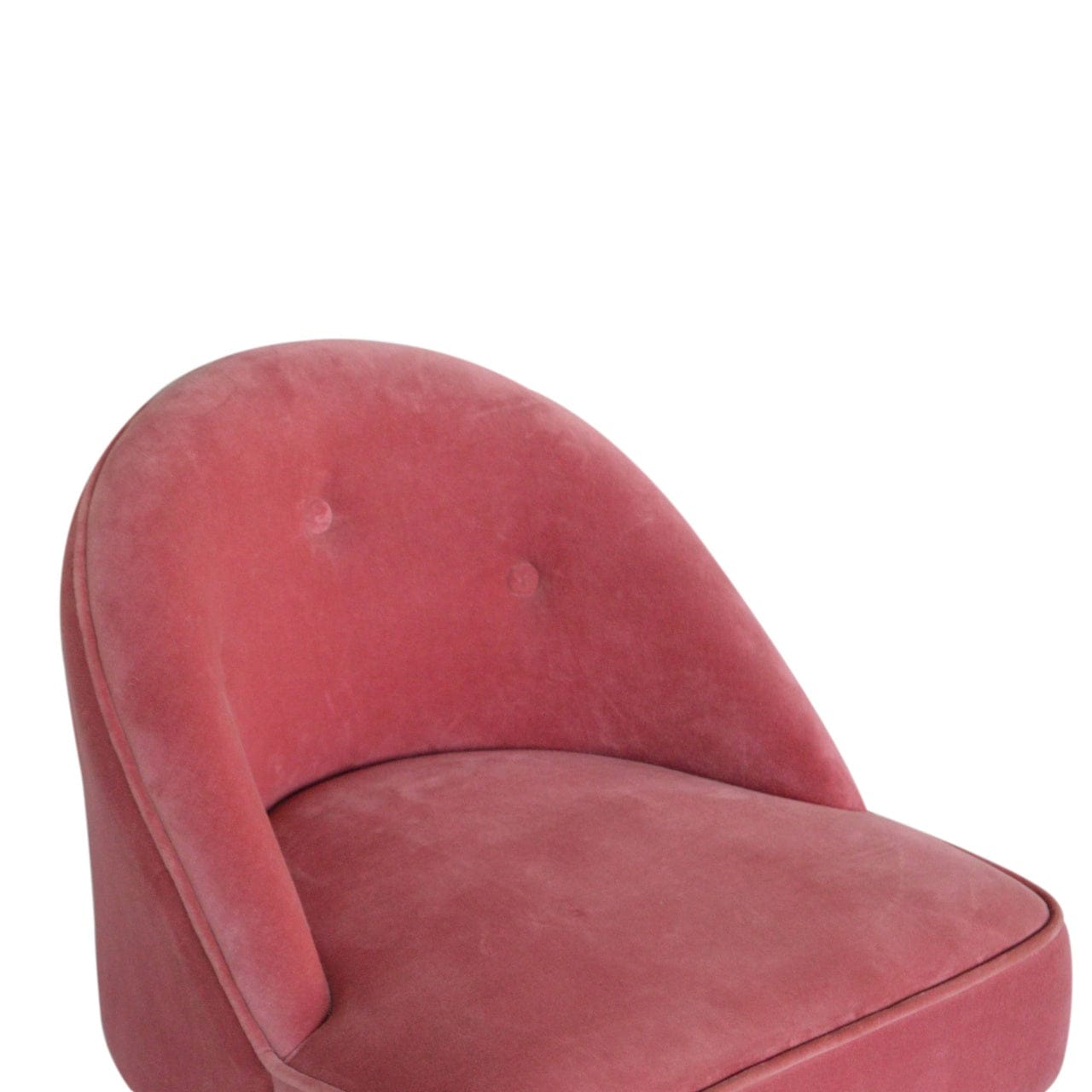 Pink Velvet Deep Button Chair in Solid Mango Wood - product view 5 showing handcrafted solid mango wood chair