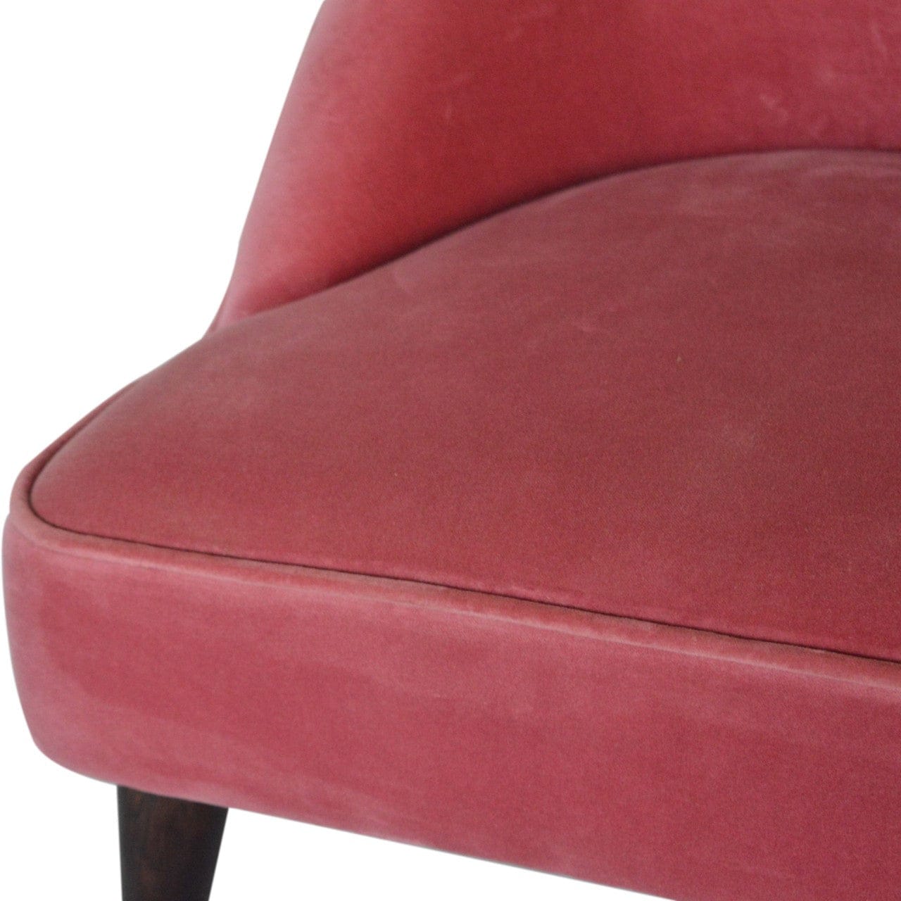 Pink Velvet Deep Button Chair in Solid Mango Wood - product view 7 showing handcrafted solid mango wood chair