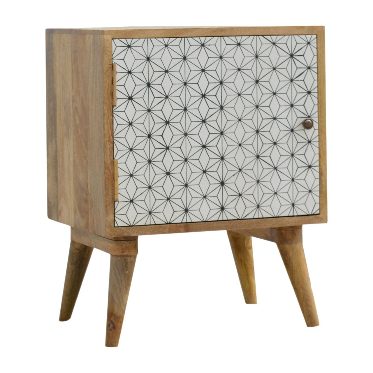 Prima Door Nightstand - Solid Mango Wood Bedside Table for Bedroom - main view showing handcrafted solid mango wood...